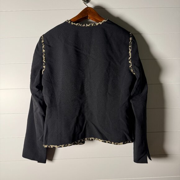 Black Label by Evan Picone Sheeth Dress & Jacket Black Leopard Print Size 14 - Picture 3 of 14